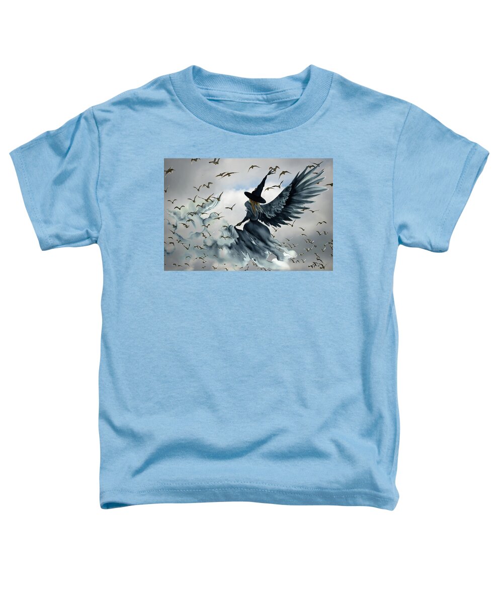 Witch Toddler T-Shirt featuring the digital art Winged Witch by Lisa Yount