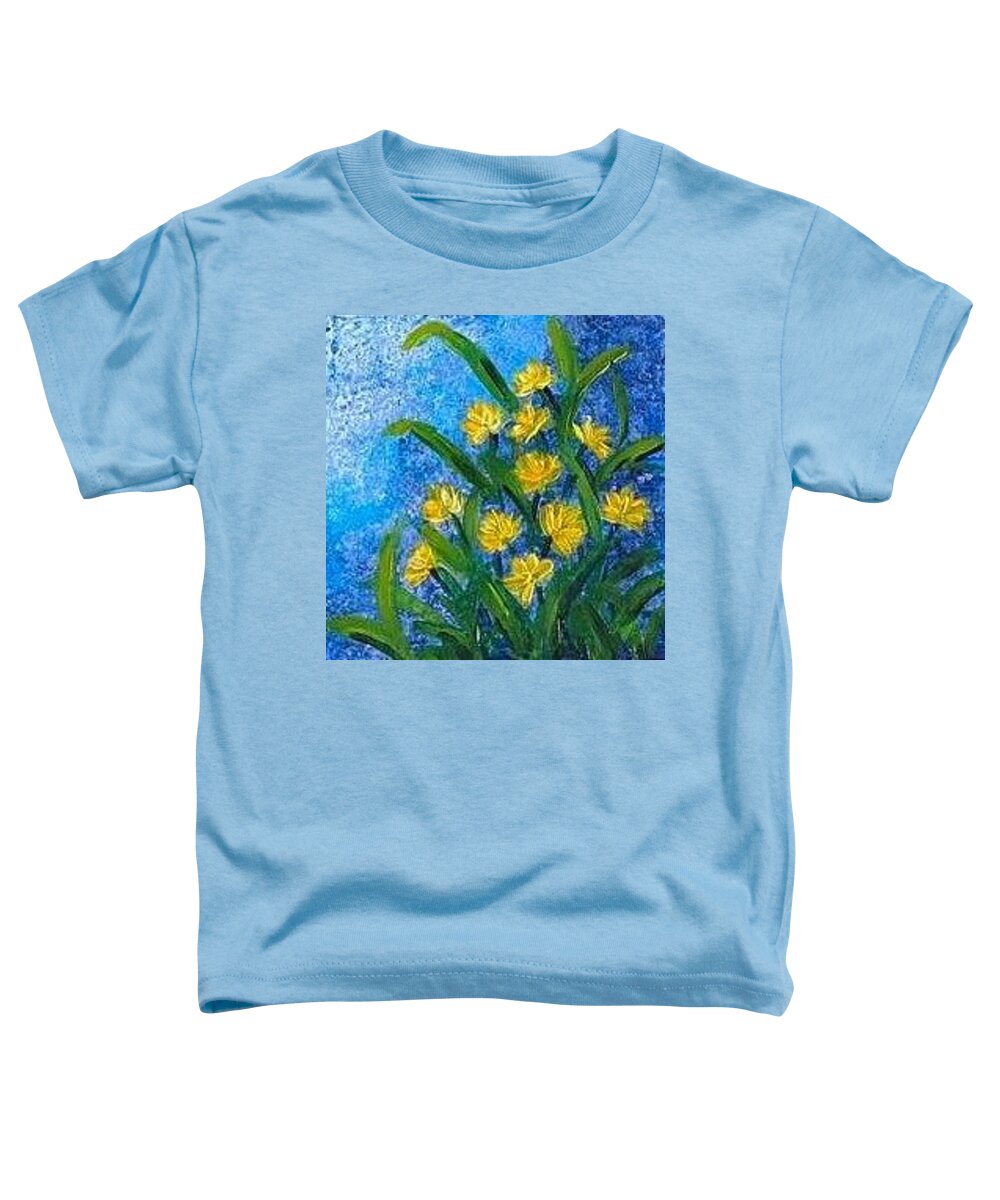  Toddler T-Shirt featuring the painting Yellow flowers by Nancy Sisco