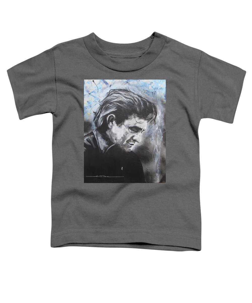 Johnny Cash Toddler T-Shirt featuring the painting Prison Blues by Eric Dee