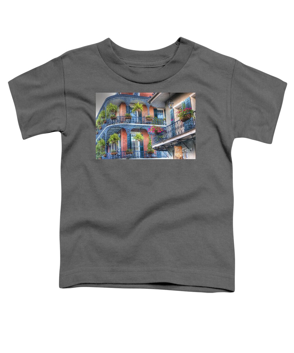 Balcony Toddler T-Shirt featuring the photograph 0255 Balconies - New Orleans by Steve Sturgill