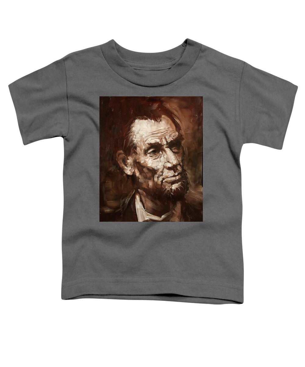Abraham Lincoln Toddler T-Shirt featuring the painting Abraham Lincoln #2 by Ylli Haruni
