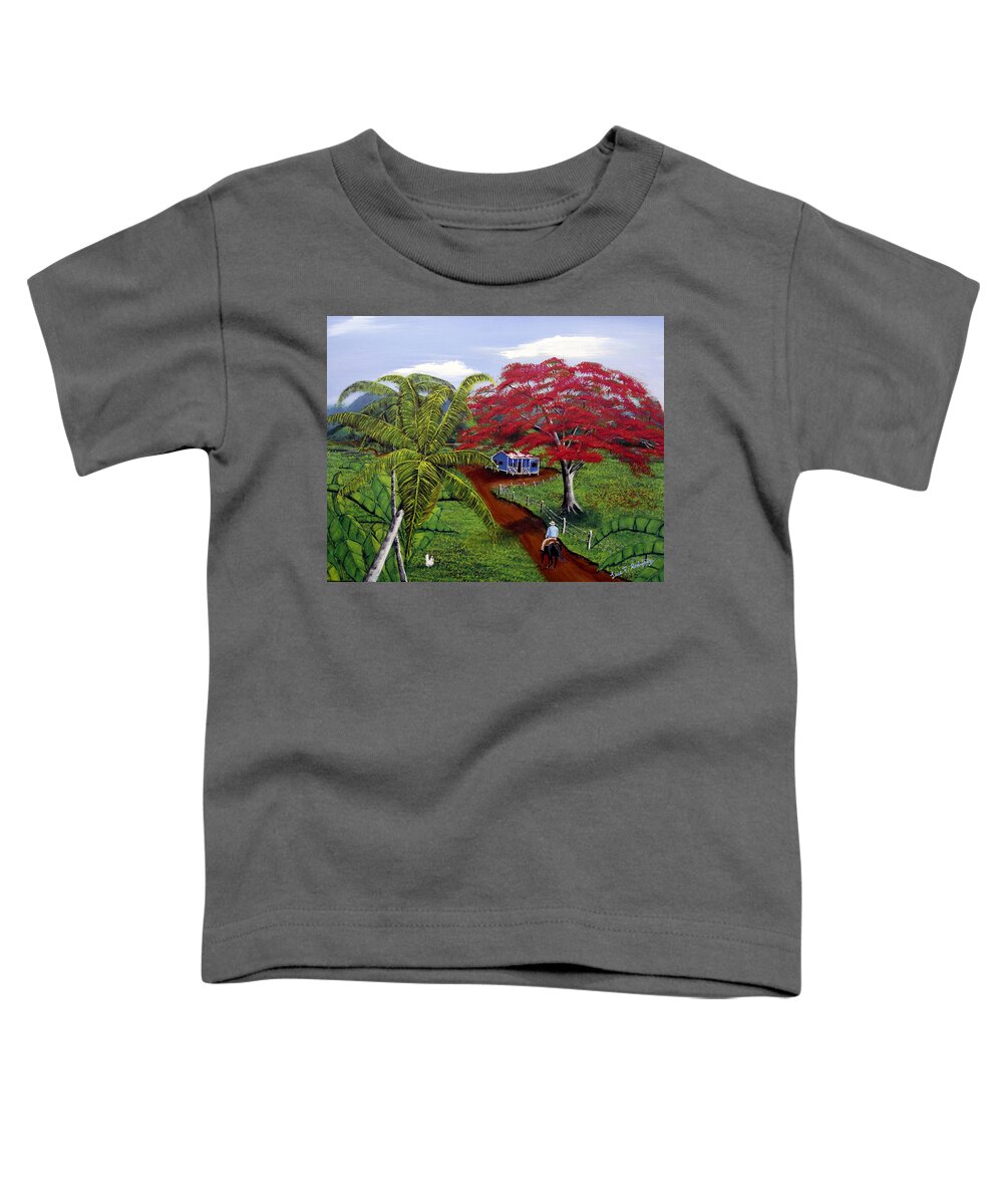 Country Living Toddler T-Shirt featuring the painting Campo Alegre by Luis F Rodriguez
