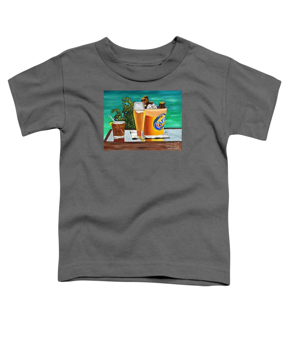 Caribbean Beer Toddler T-Shirt featuring the painting Caribbean Beer by Laura Forde