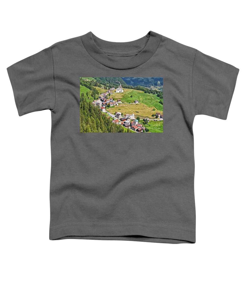 Aerial Toddler T-Shirt featuring the photograph Dolomiti - Laste village #1 by Antonio Scarpi