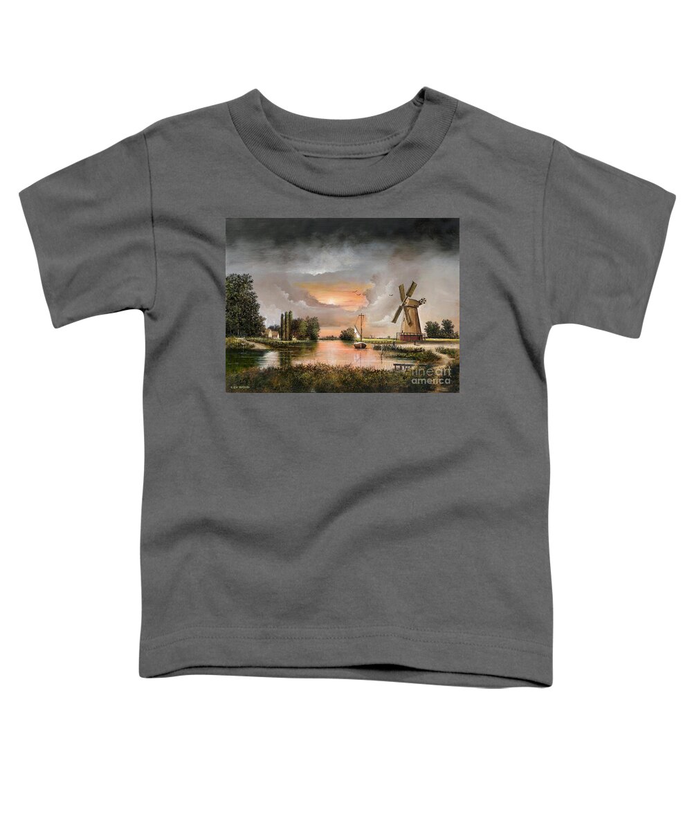 Countryside Toddler T-Shirt featuring the painting Fairhaven Mill - England by Ken Wood