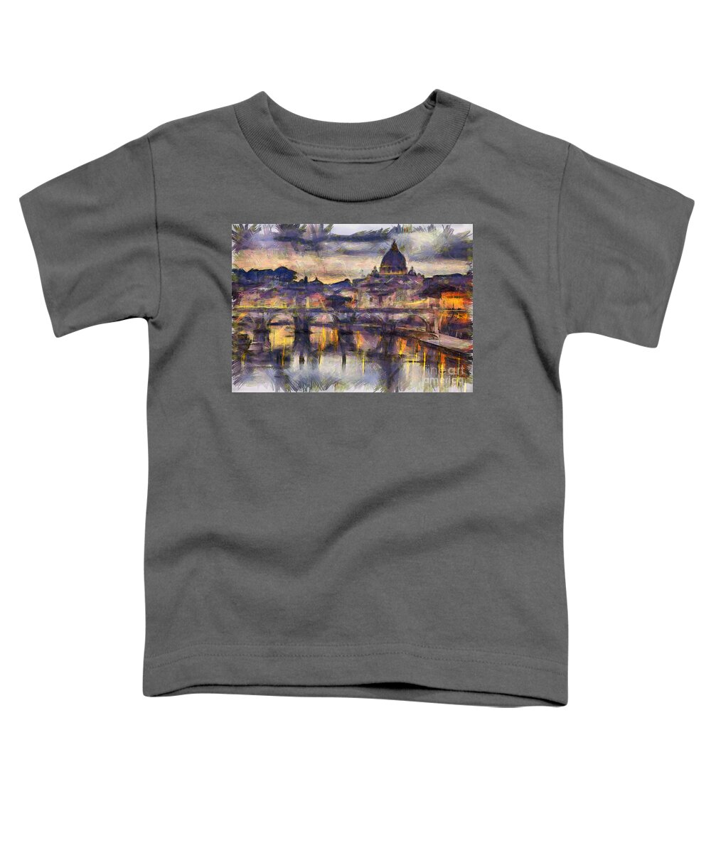 Rome Toddler T-Shirt featuring the photograph Illuminated bridge in Rome Italy #1 by Sophie McAulay