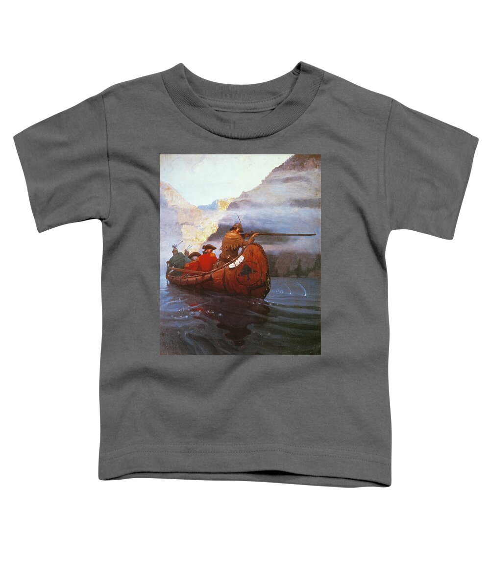 1757 Toddler T-Shirt featuring the drawing Last Of The Mohicans, 1919 by N C Wyeth
