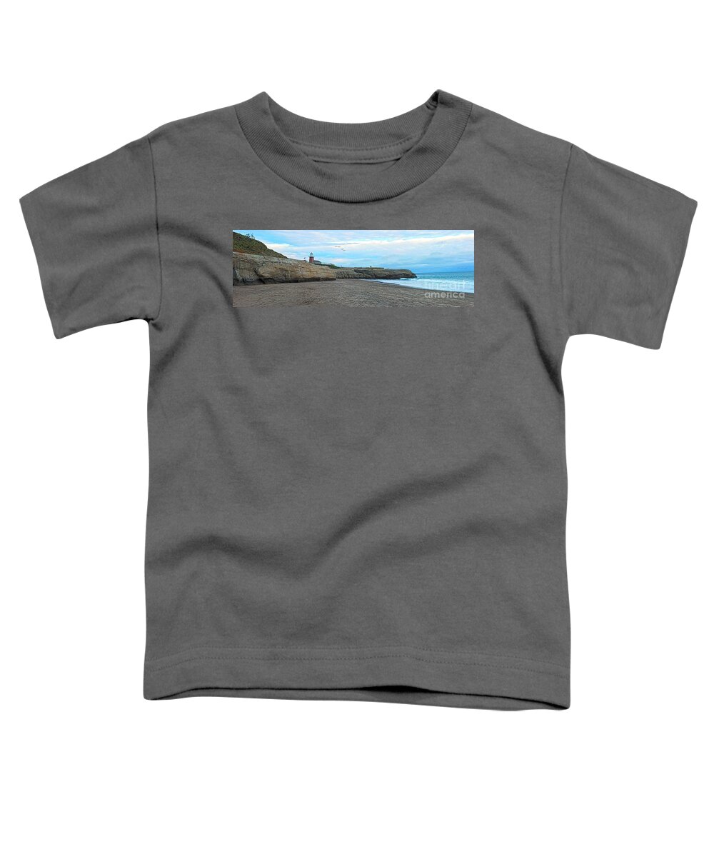 Panorama Toddler T-Shirt featuring the photograph Mark Abbot Memorial Lighthouse in Santa Cruz CA #1 by Paul Topp