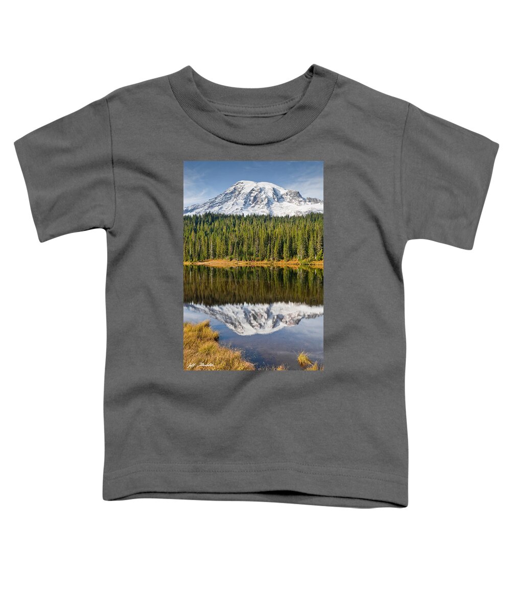 Autumn Toddler T-Shirt featuring the photograph Mount Rainier and Reflection Lakes in the Fall #2 by Jeff Goulden