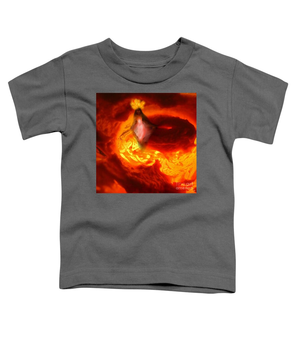 Pele Toddler T-Shirt featuring the mixed media Pele Goddess of Fire and Volcanoes by Steed Edwards