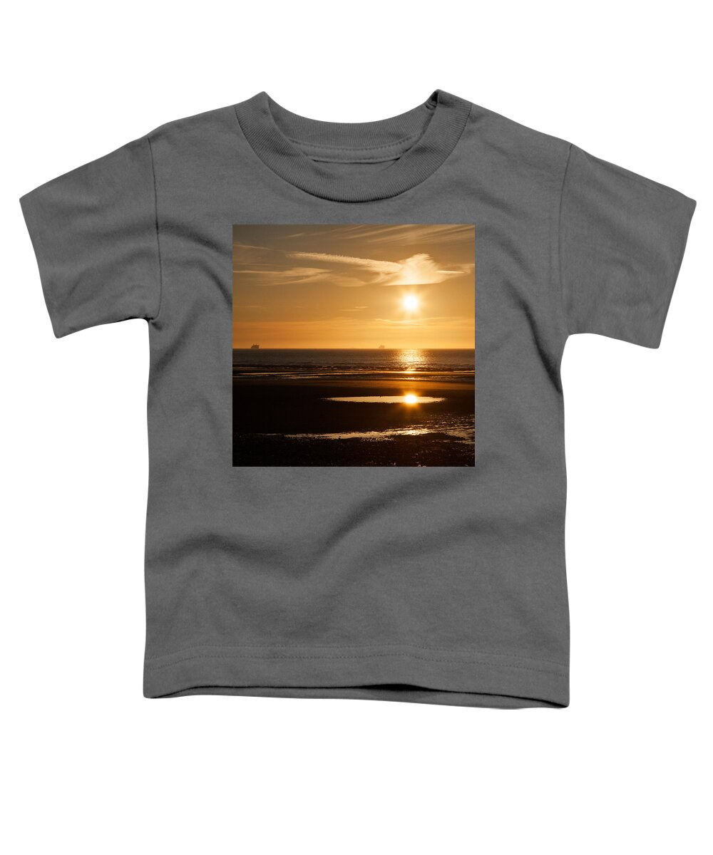 Sangatte Toddler T-Shirt featuring the photograph Sangatte beach at sunset #1 by Ian Middleton