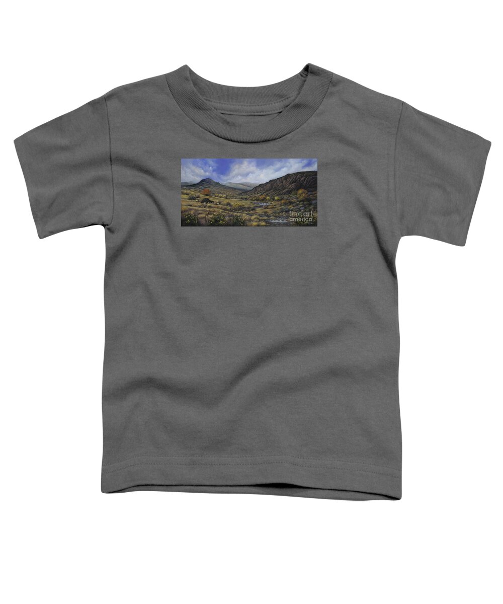 Southwest-landscape Toddler T-Shirt featuring the painting Tres Piedras by Ricardo Chavez-Mendez