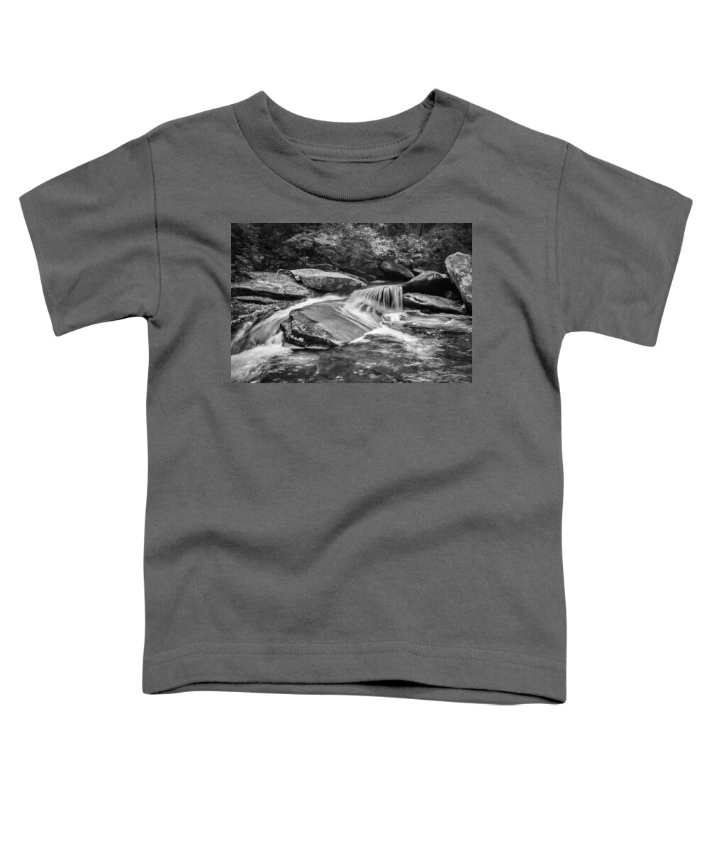 Waterfalls Toddler T-Shirt featuring the photograph Waterfalls Great Smoky Mountains Painted BW by Rich Franco