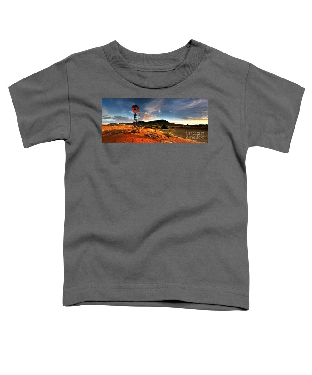 Wilpena Pound Windmill Rawnsley Bluff Flinders Ranges South Australia Australian Landscape Landscapes Early Morning Dam Drought Outback Toddler T-Shirt featuring the photograph Wilpena Pound by Bill Robinson