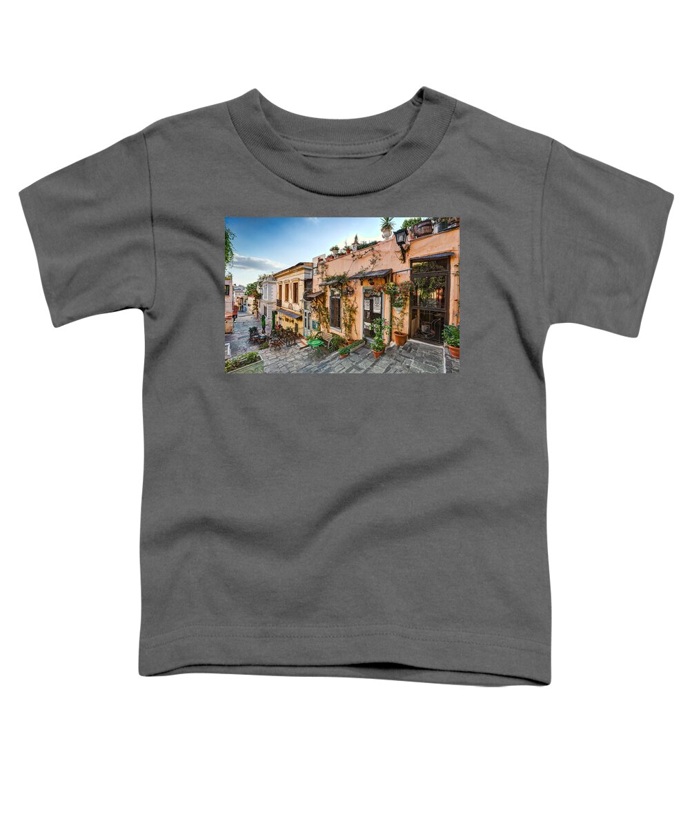Aged Toddler T-Shirt featuring the photograph The famous Plaka in Athens - Greece #14 by Constantinos Iliopoulos