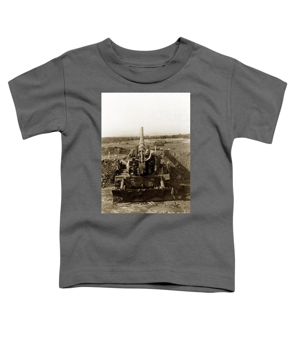 175mm Toddler T-Shirt featuring the photograph 175mm Self propelled Gun C 10 7-15th Field Artillery Vietnam 1968 by Monterey County Historical Society