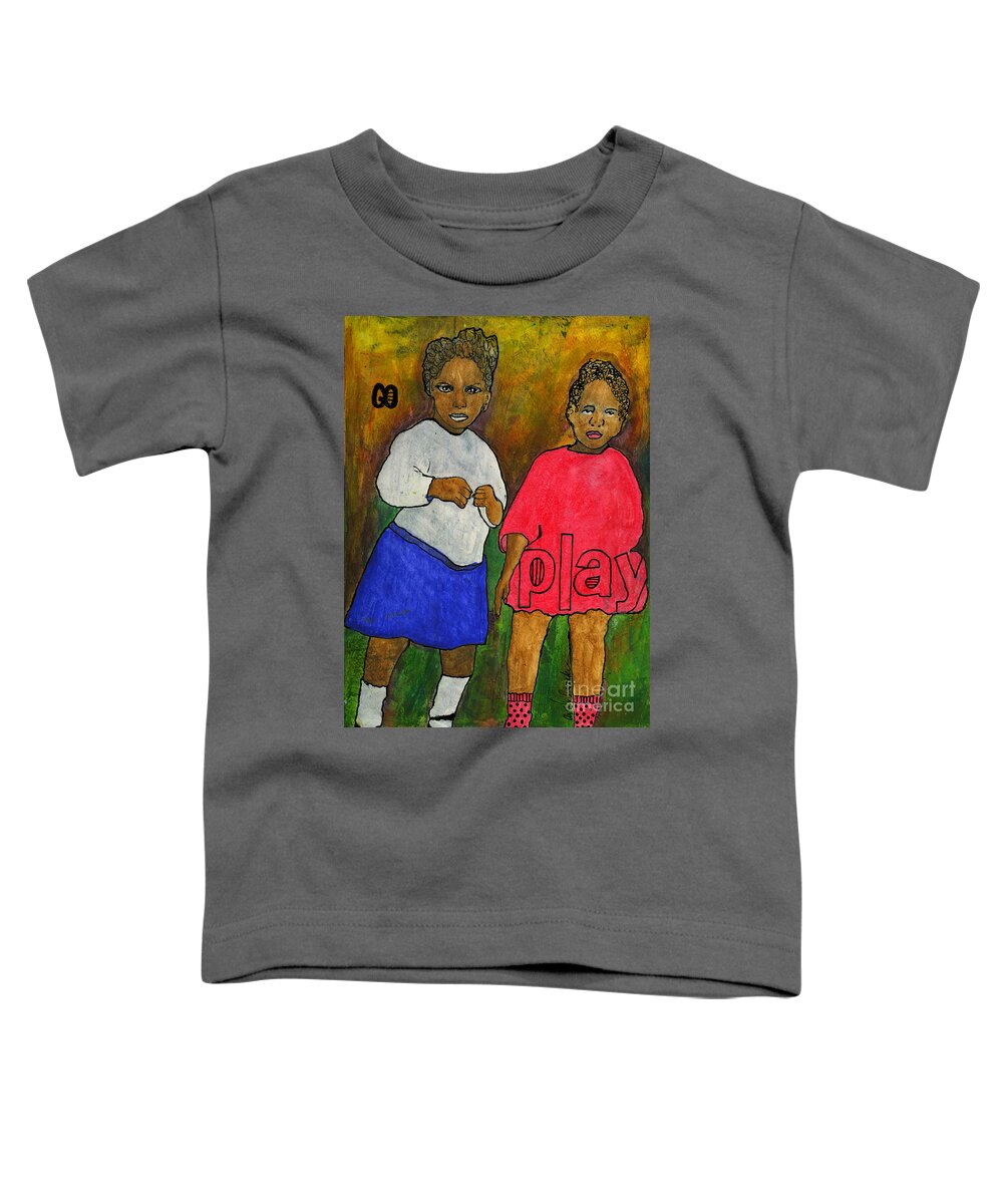Abstract Mixed Media Toddler T-Shirt featuring the mixed media 1921-My Daddy and His Sister by Angela L Walker