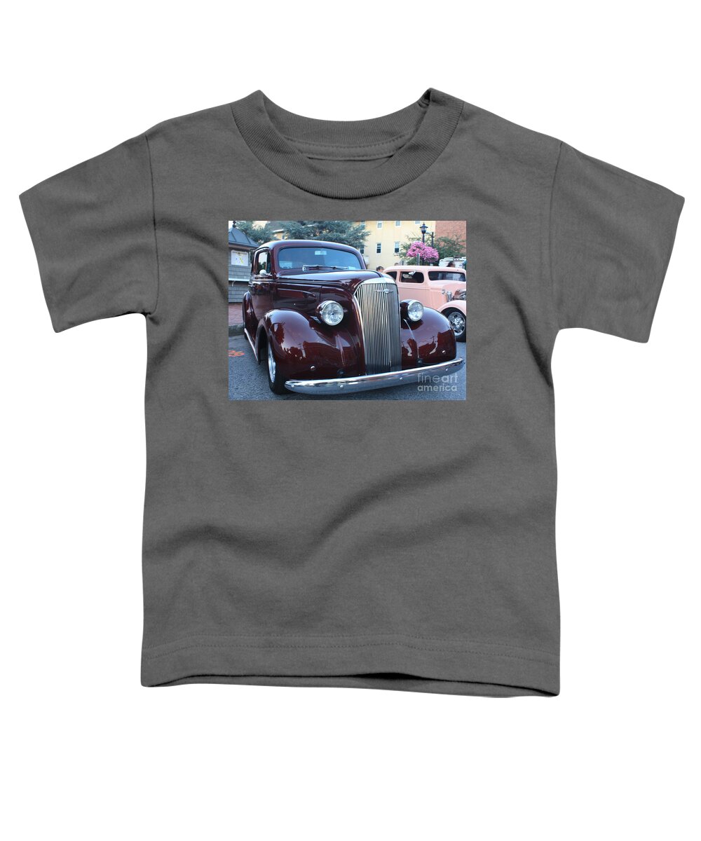 1937 Chevy Two Door Sedan Front And Side View Toddler T-Shirt featuring the photograph 1937 Chevy Two Door Sedan Front and Side View by John Telfer