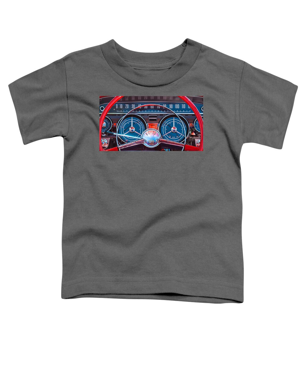 Car Toddler T-Shirt featuring the photograph 1959 Buick Lesabre Steering Wheel by Jill Reger