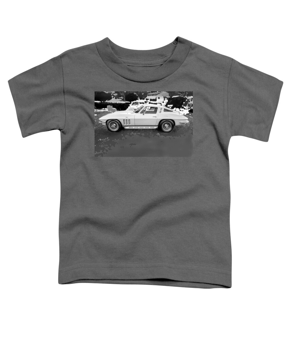 1965 Toddler T-Shirt featuring the photograph 1965 Chevrolet Corvette Sting Ray Coupe BW by Rich Franco