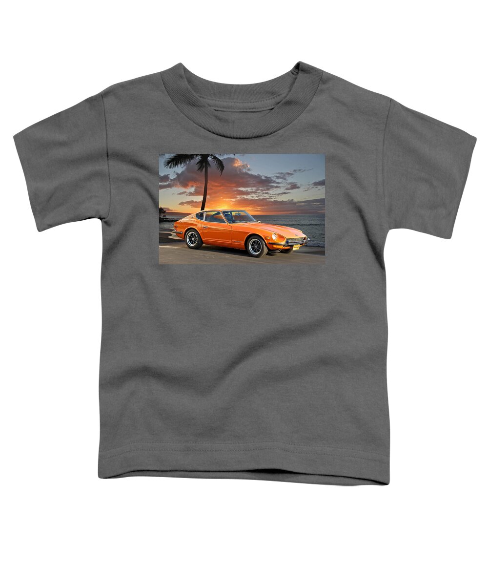 Auto Toddler T-Shirt featuring the photograph 1971 Datsun 240Z 'The Legend Begins' by Dave Koontz