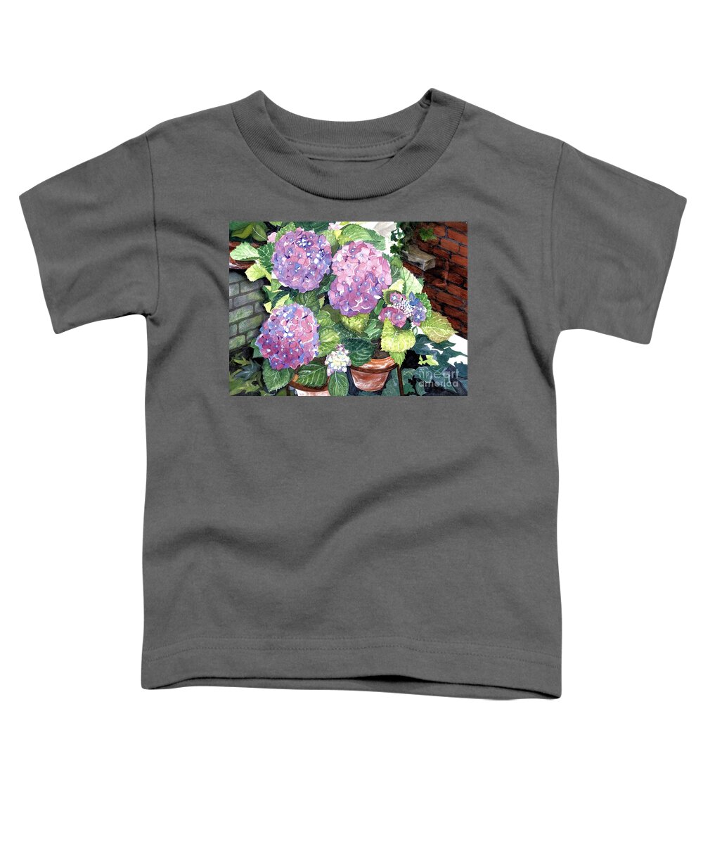 Flowers Toddler T-Shirt featuring the painting Corner Garden by Barbara Jewell