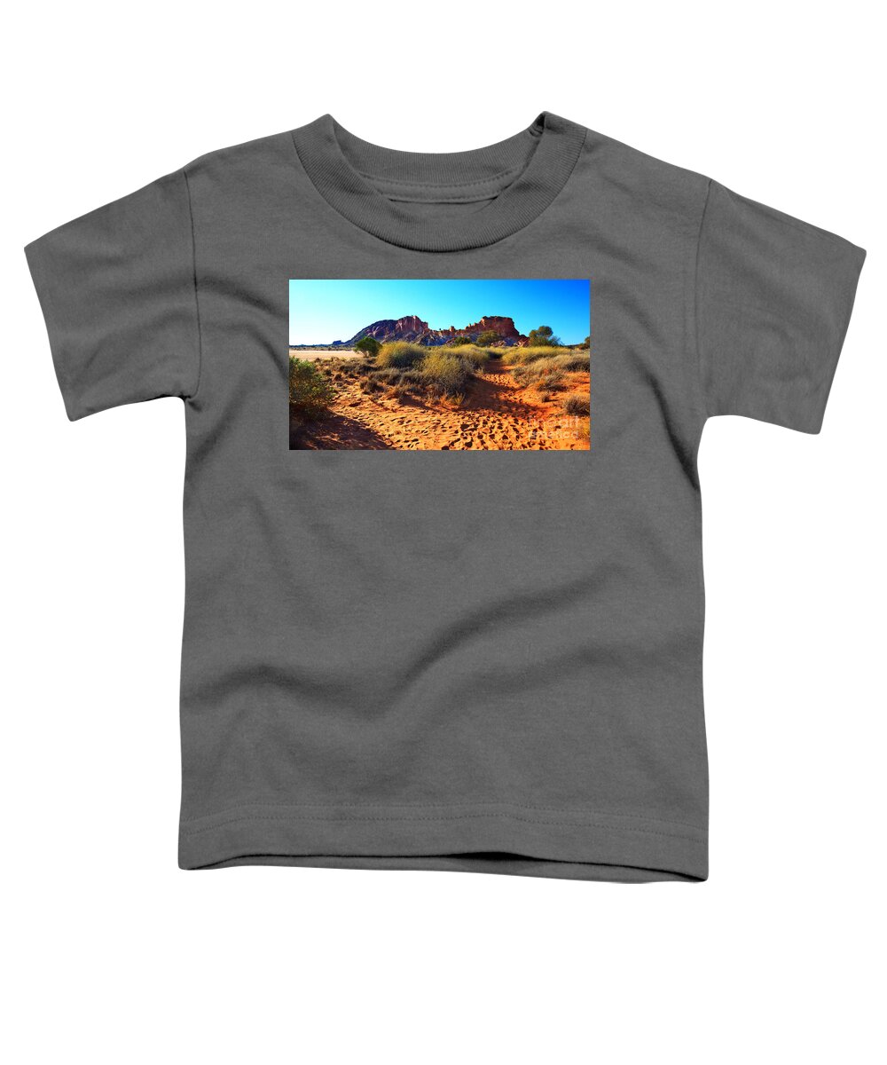 Rainbow Valley Sunrise Outback Landscape Central Australia Water Hole Northern Territory Australian Clay Pan Toddler T-Shirt featuring the photograph Rainbow Valley sunrise #2 by Bill Robinson