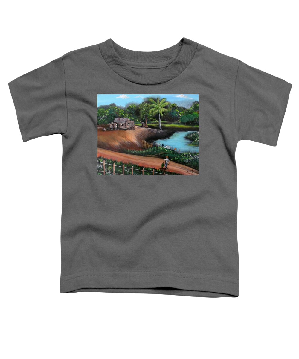 Tropical Landscape Toddler T-Shirt featuring the painting Walking Home by Gloria E Barreto-Rodriguez