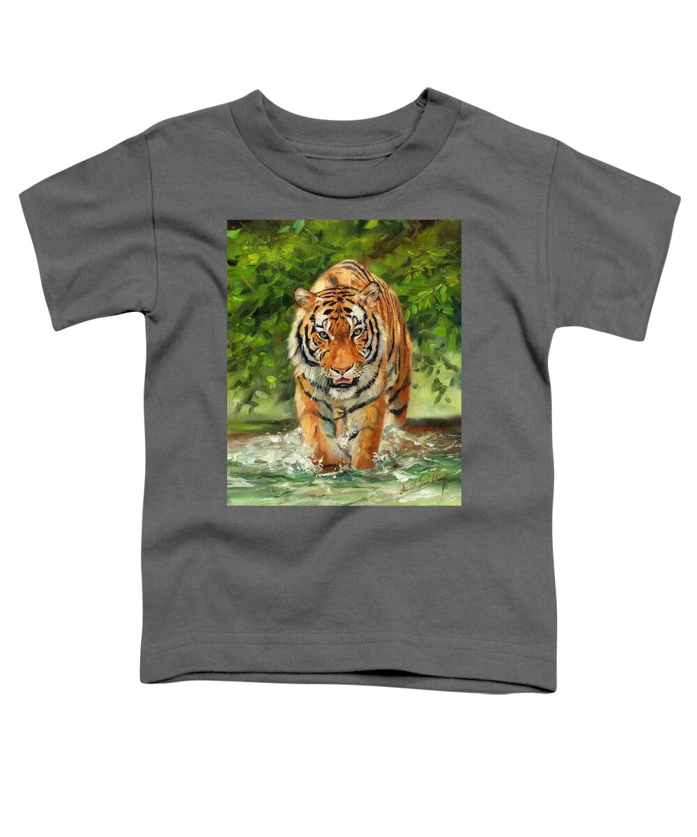 Tiger Toddler T-Shirt featuring the painting Amur Tiger Painting #3 by David Stribbling