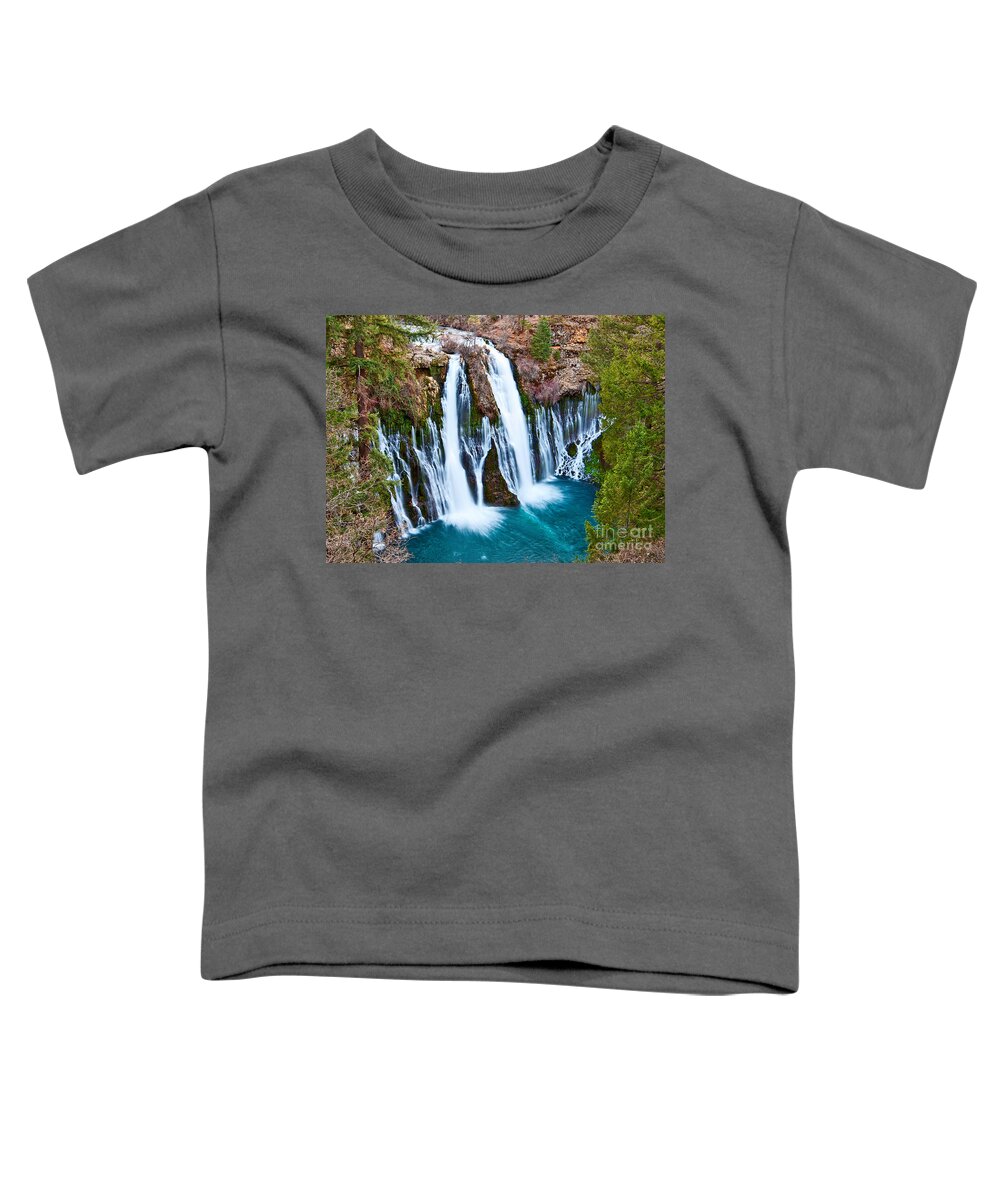 Burney Falls Toddler T-Shirt featuring the photograph Burney Falls is one of the most beautiful waterfalls in California #3 by Jamie Pham