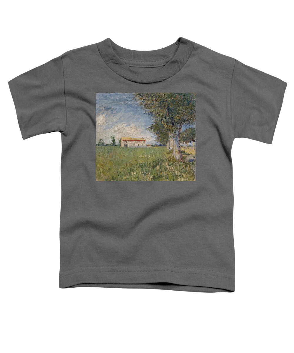 Vincent Van Gogh Toddler T-Shirt featuring the painting Farmhouse In A Wheat Field #3 by Vincent Van Gogh