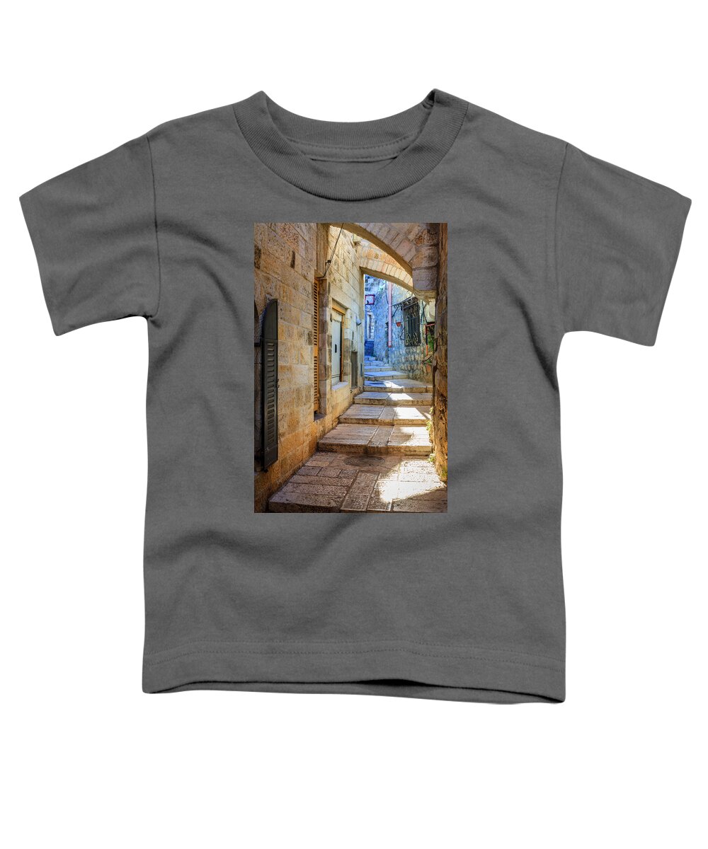 Israel Toddler T-Shirt featuring the photograph Jerusalem street #4 by Alexey Stiop