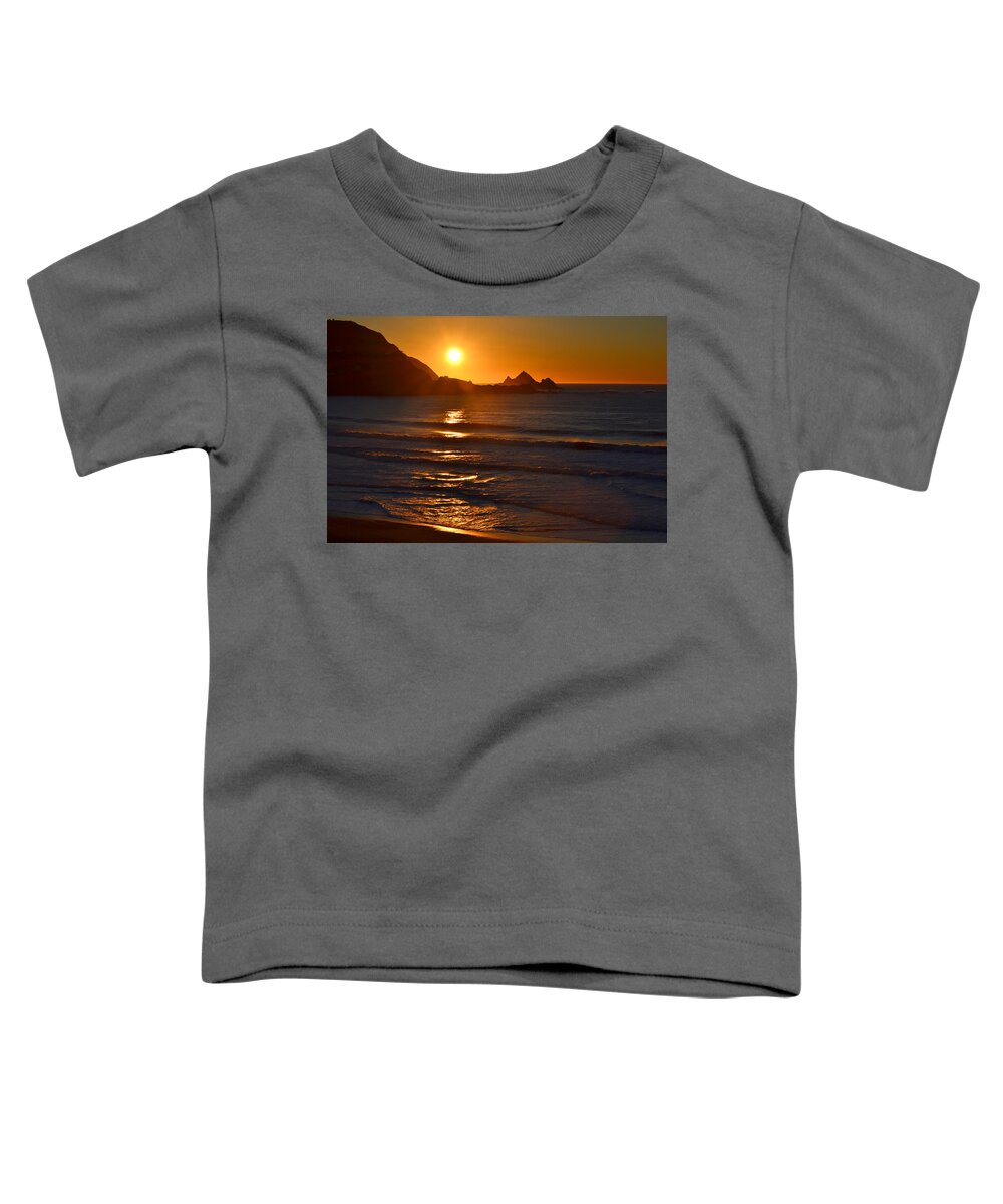 Pacifica Toddler T-Shirt featuring the photograph Linda Mar Beach at Sunset #4 by Dean Ferreira