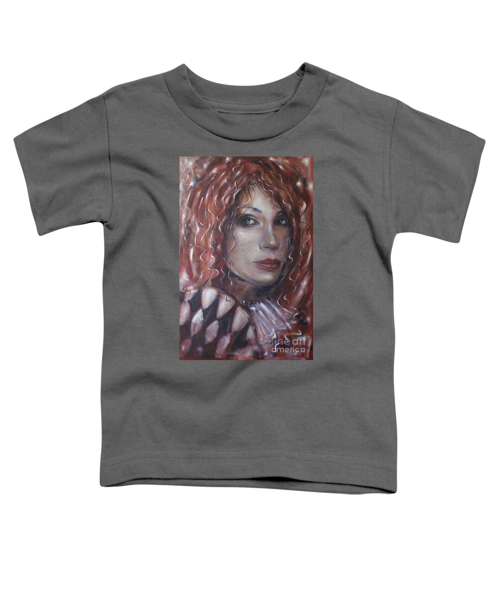 Woman Toddler T-Shirt featuring the painting Who Is The Clown 140609 #2 by Selena Boron