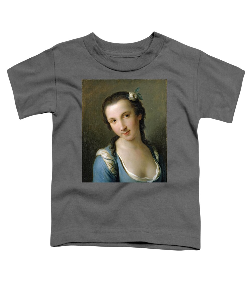 Pietro Rotari Toddler T-Shirt featuring the painting A Girl in a Blue Dress by Pietro Rotari