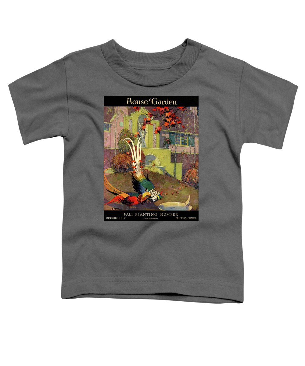 Illustration Toddler T-Shirt featuring the photograph A House And Garden Cover Of Peacocks by L. V. Carroll