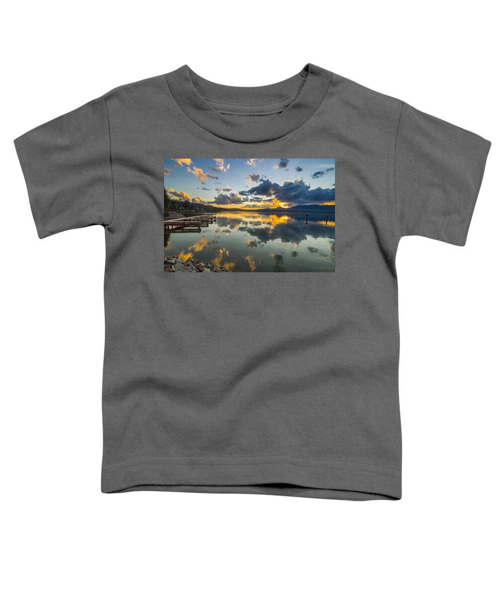 Lake Toddler T-Shirt featuring the photograph A Lake Pend Oreille Sunset - 120601A-040 by Albert Seger