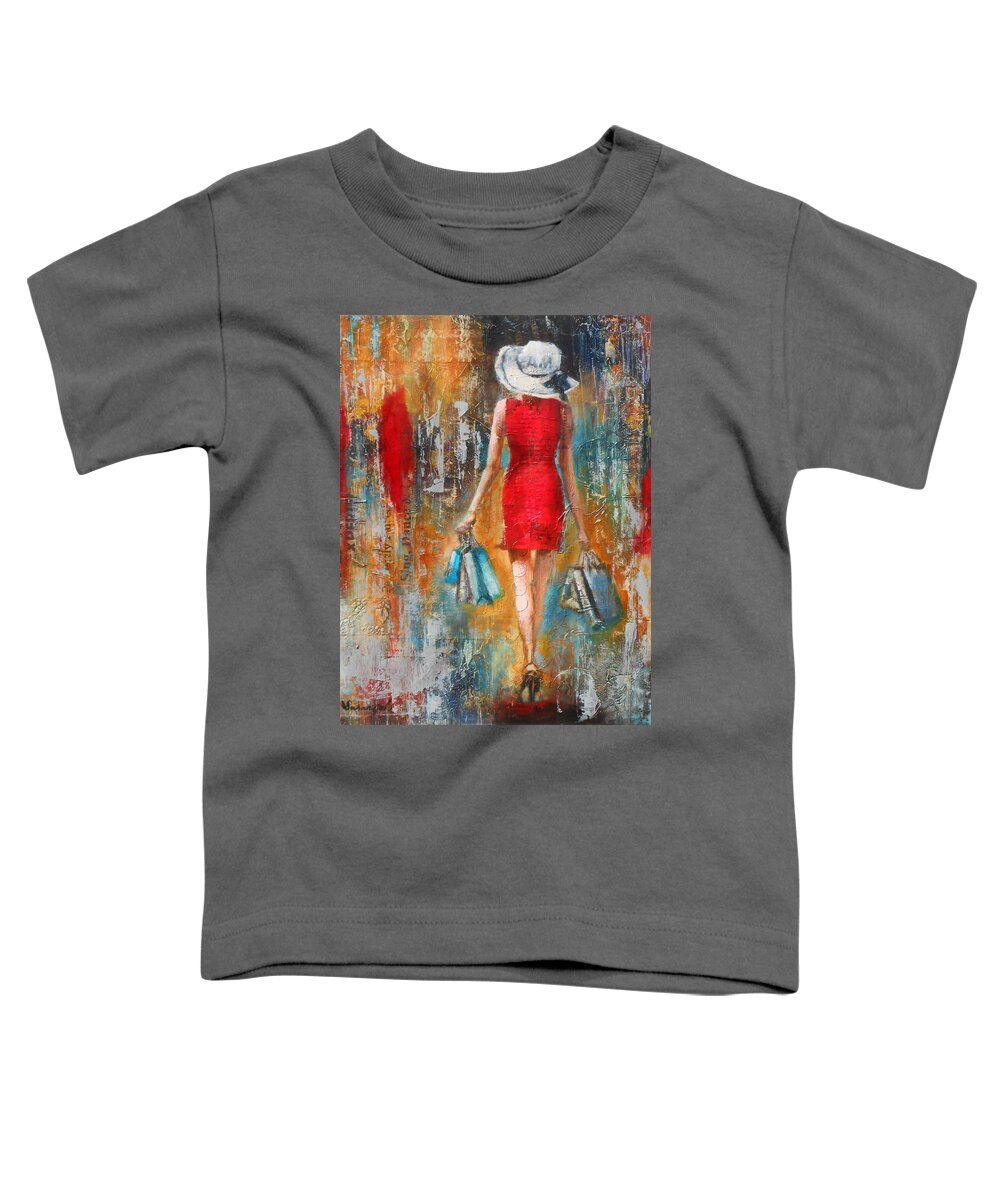 Lady Toddler T-Shirt featuring the painting Abstract Lady 6 by Susan Goh