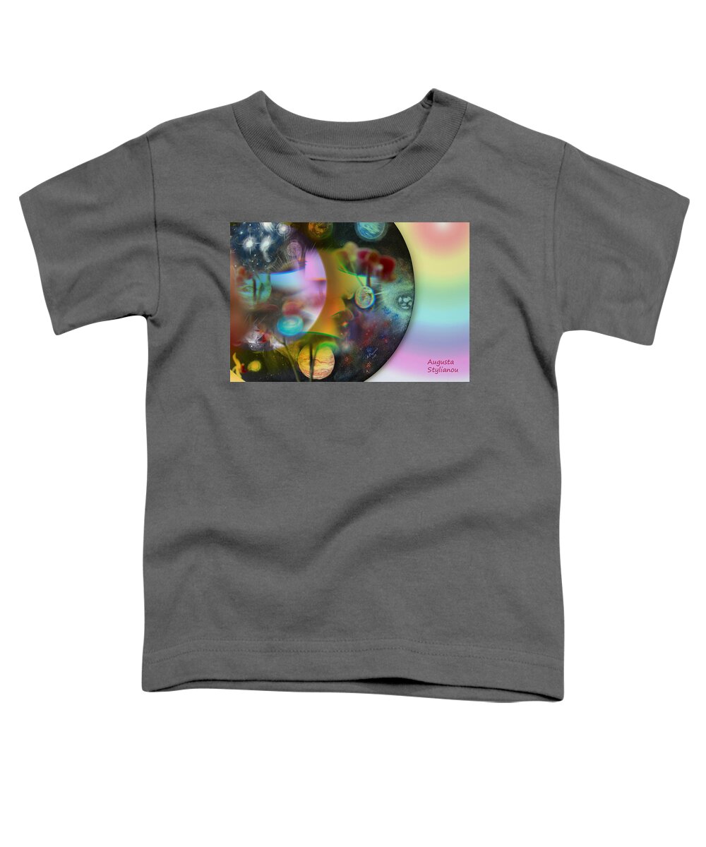 Augusta Stylianou Toddler T-Shirt featuring the digital art Abstract Planets by Augusta Stylianou