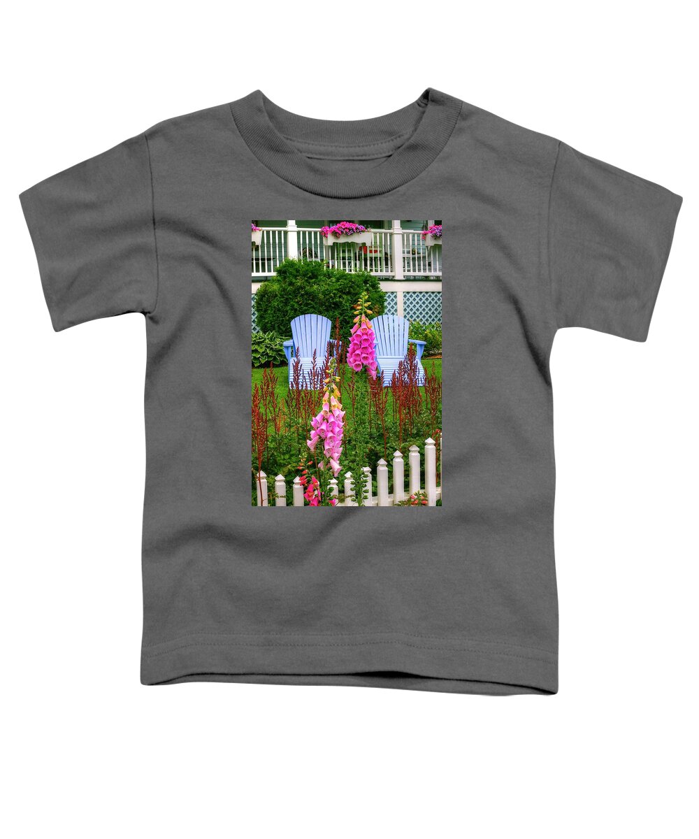 Chairs Toddler T-Shirt featuring the photograph Adirondack Garden by Randy Pollard