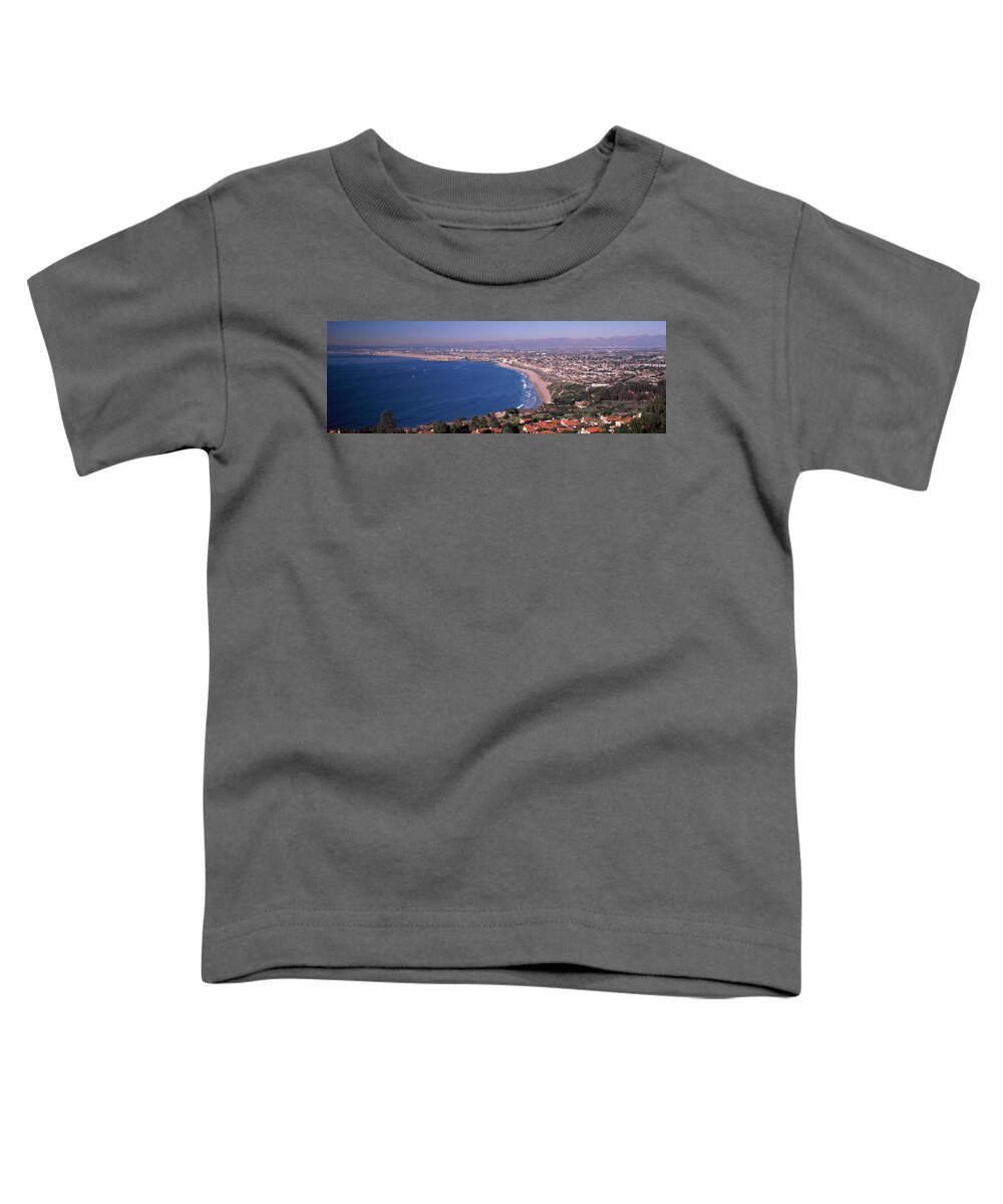 Photography Toddler T-Shirt featuring the photograph Aerial View Of A City At Coast, Santa by Panoramic Images