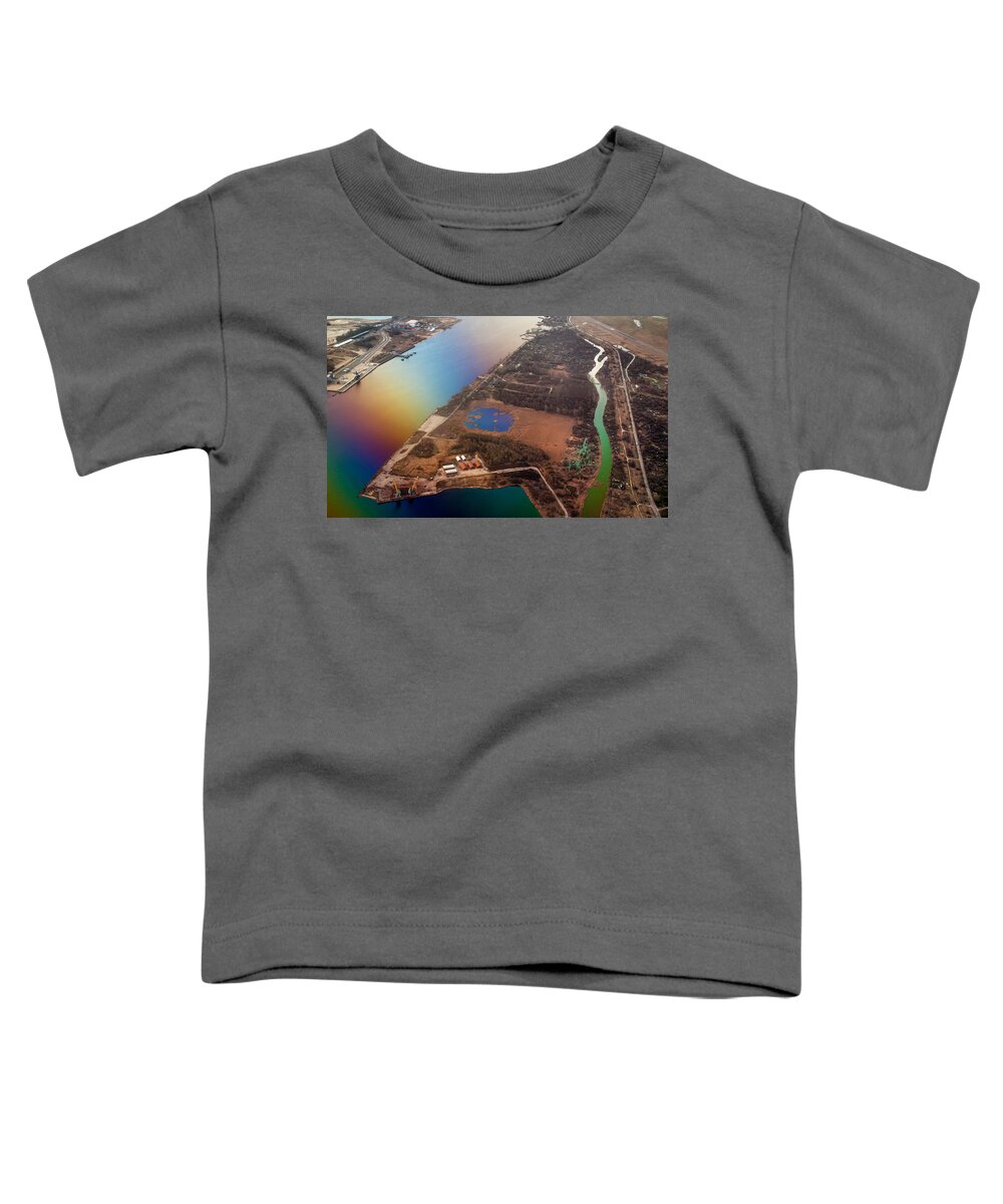 Aerial Toddler T-Shirt featuring the photograph Aerial View of Riga. Latvia. Rainbow Earth by Jenny Rainbow