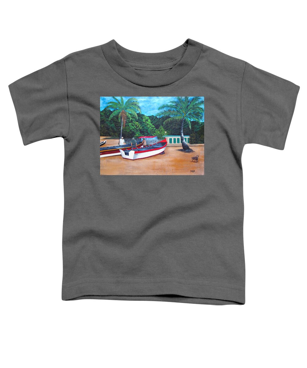 Playa Toddler T-Shirt featuring the painting Amaneciendo by Gloria E Barreto-Rodriguez