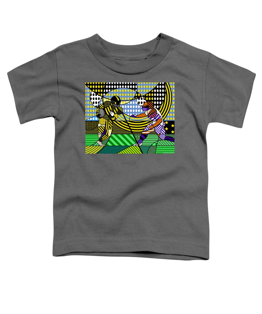 Colorful Toddler T-Shirt featuring the digital art American Football - Steelers by Randall J Henrie
