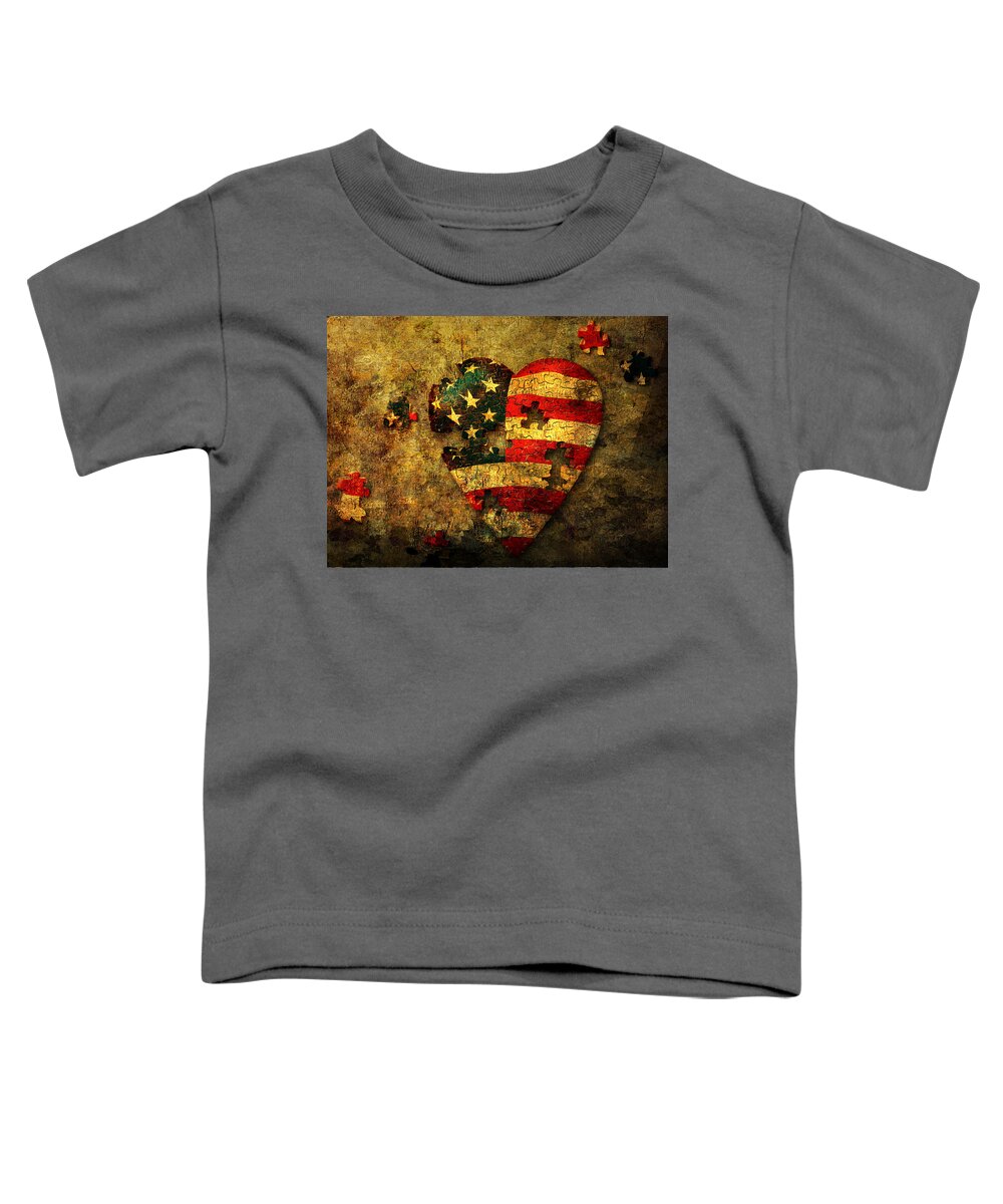 Abstract Toddler T-Shirt featuring the digital art American Puzzle by Bruce Rolff
