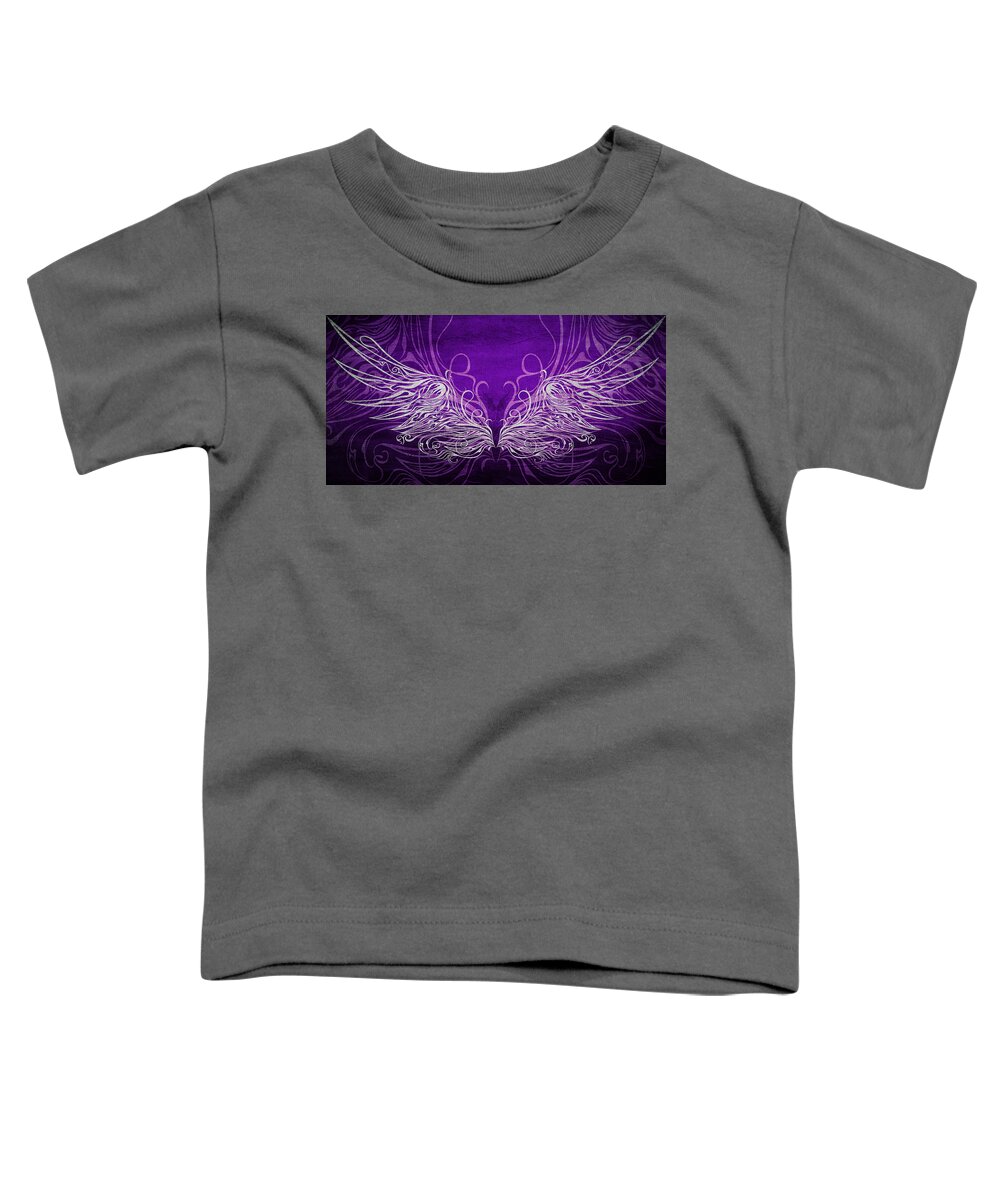 Wing Toddler T-Shirt featuring the mixed media Angel Wings Royal by Angelina Tamez