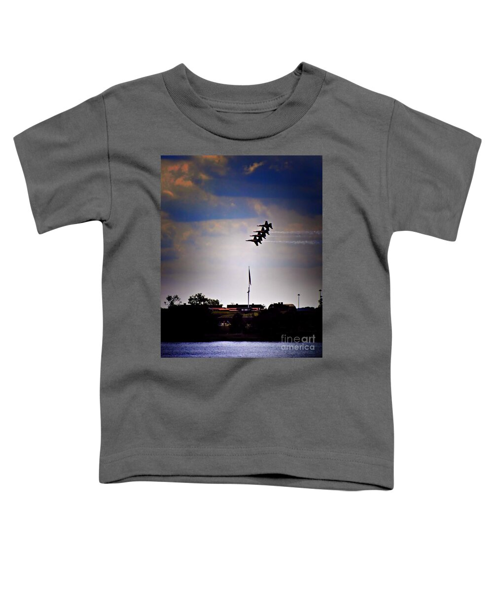 Airplanes Toddler T-Shirt featuring the photograph Angels Over Ft. McHenry 2 by Robert McCubbin
