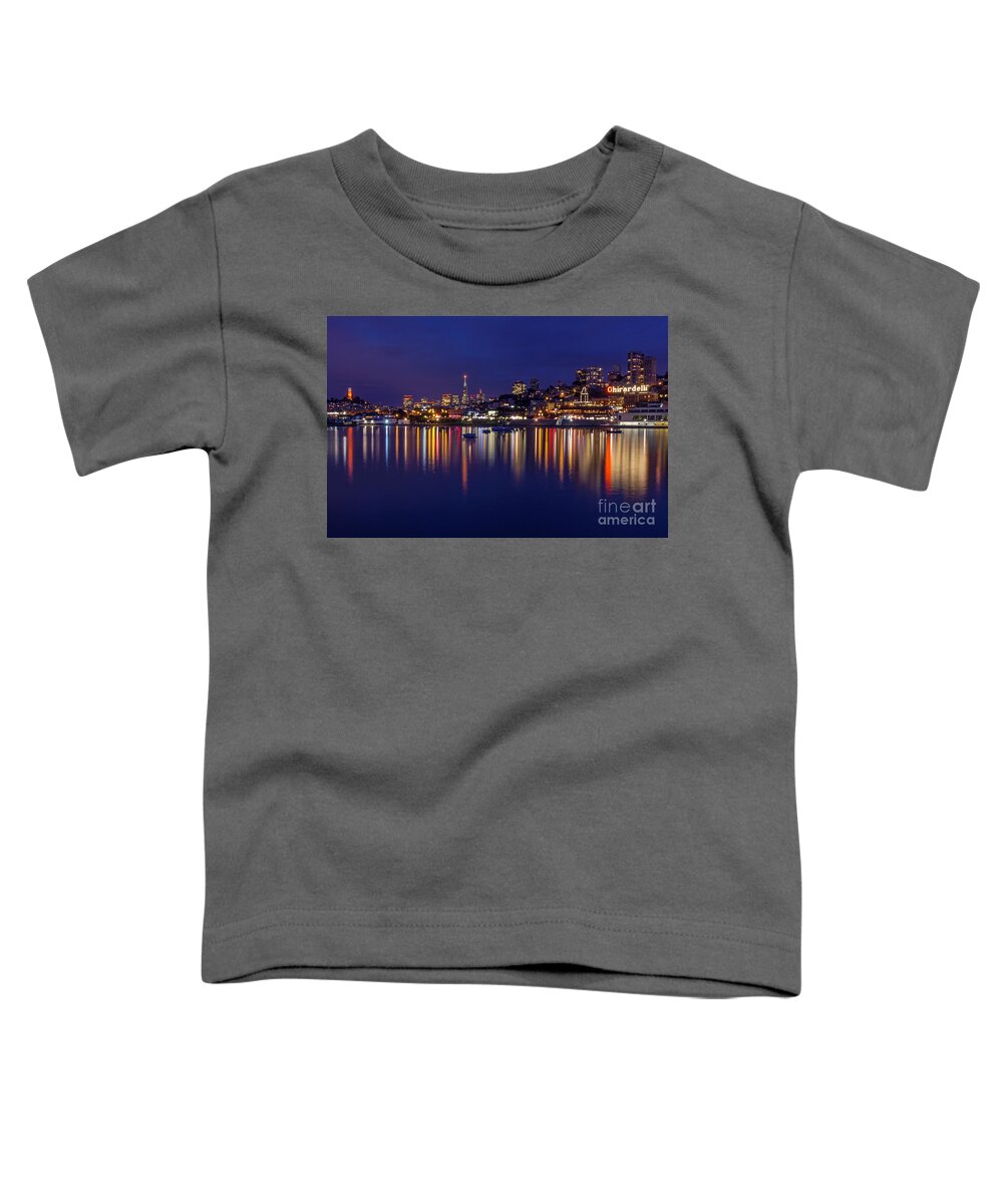 Aquatic Park Toddler T-Shirt featuring the photograph Aquatic Park Blue Hour wide view by Kate Brown