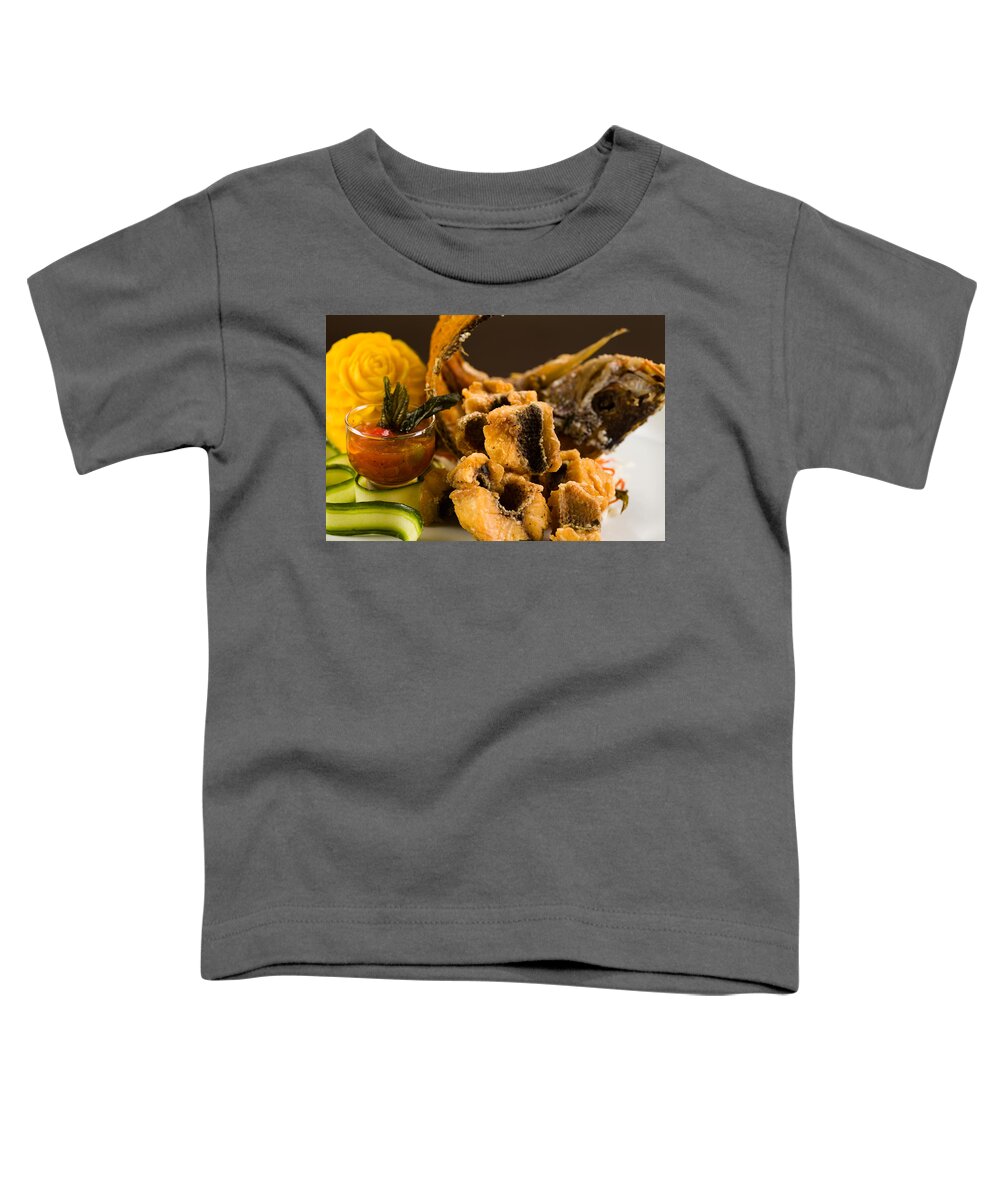Asian Toddler T-Shirt featuring the photograph Asian Fried Snapper by Raul Rodriguez