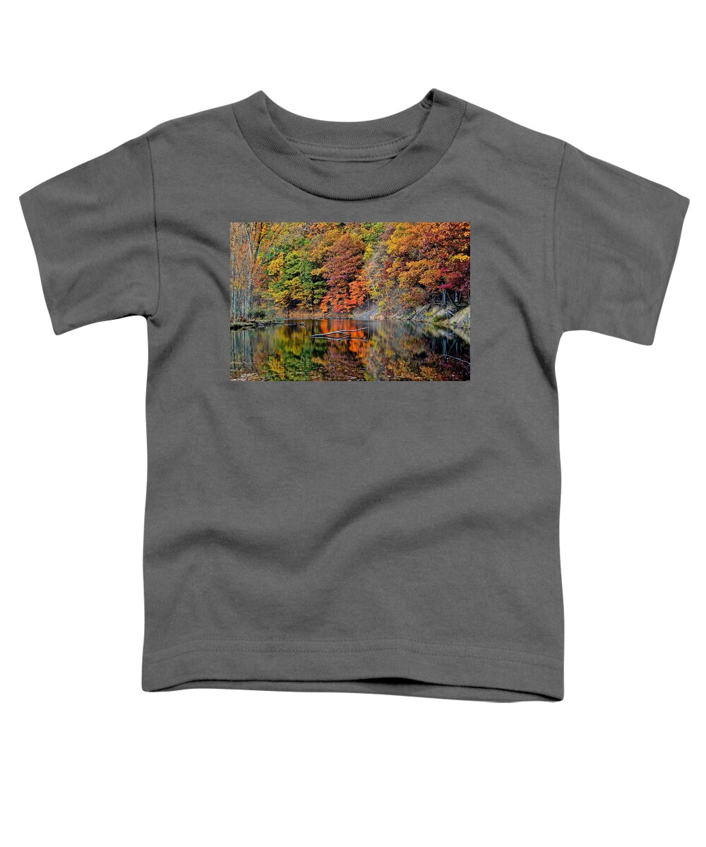 Autumn Toddler T-Shirt featuring the photograph Autumn Colors Reflect by Frozen in Time Fine Art Photography